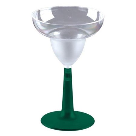 EMI YOSHI EMI Yoshi EMI-MGG12GR 2Pc. 12Oz. Clear- Green Plastic Margarita Glass With Green Base - Pack of 96 EMI-MGG12GR